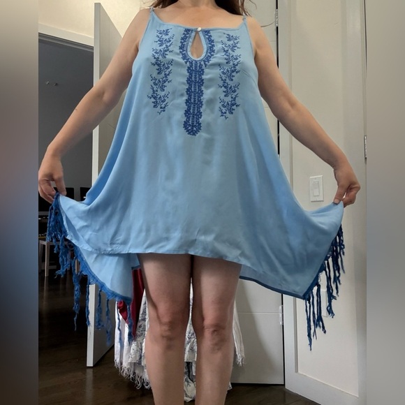 Blue Embroidered High Low Dress - Picture 11 of 17